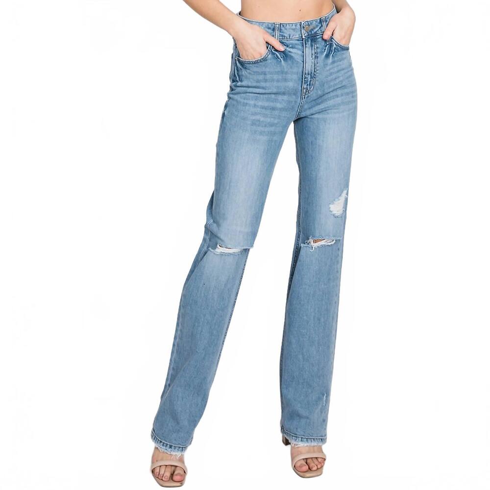 NEW LETTER TO JULIET whitney loose straight distressed jeans in vintage blue